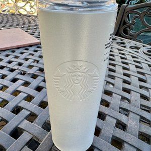 Starbucks 16oz. Stainless Steel Pearl White covered tumbler NEW!